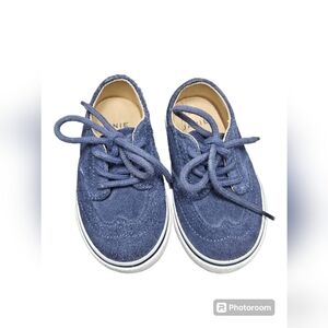 Janie & Jack Boys Navy Blue Wing Tip Shoes Sz 5